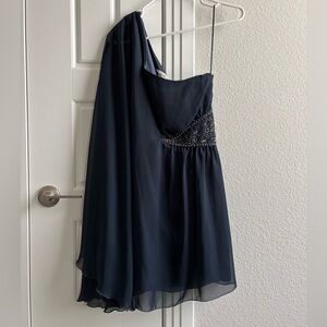 NWT Free People one shoulder sleeve mini dress with beaded waist detail (size 4)